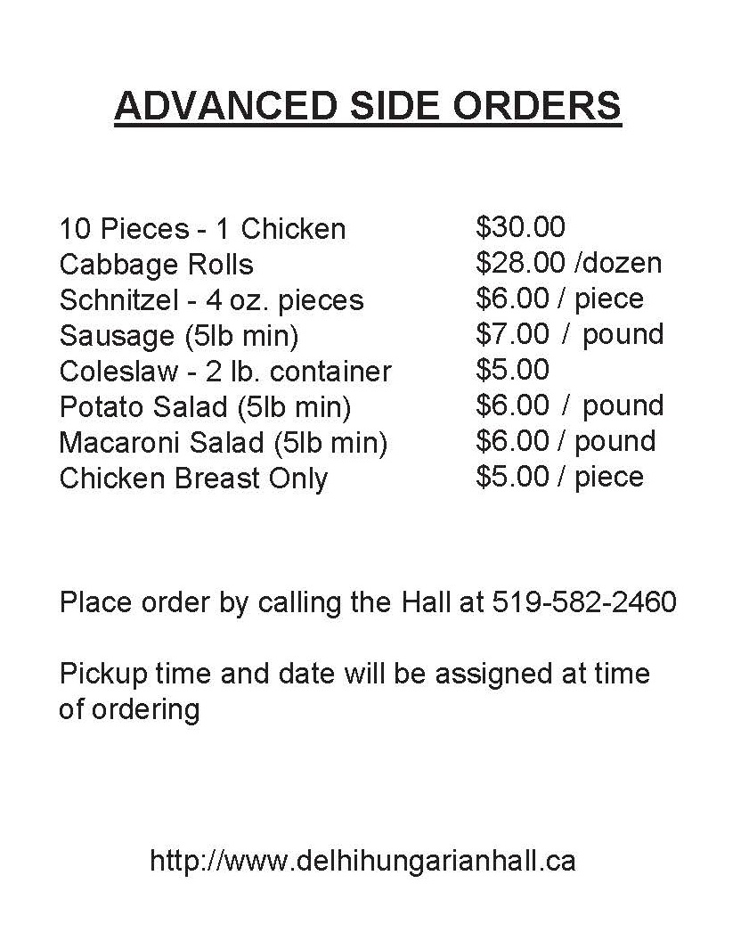 Hungarian Hall Side Orders - Web 2024